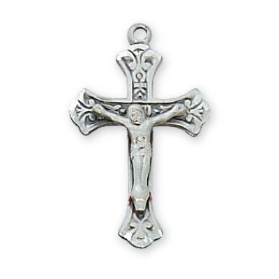 Sterling Silver 3/4 inch Crucifix 18 inch Necklace Chain - 735365206797 - L8045