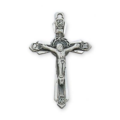 Sterling Silver Small 1 inch Crucifix 18 inch Necklace Chain - 735365206735 - L8061