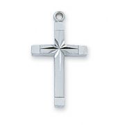 Sterling Silver English 1/2x13/16 inch Cross 18 inch Necklace Chain
