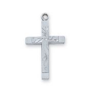 Sterling Silver 3/4 inch Cross 18 inch Necklace Chain/Box