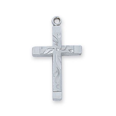 Sterling Silver 3/4 inch Cross 18 inch Necklace Chain/Box - 735365475025 - L8077