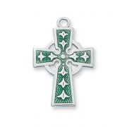 18" Ch Ss Green Celtic Cross