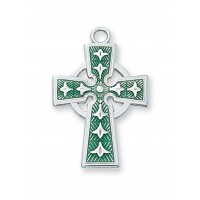 18" Ch Ss Green Celtic Cross