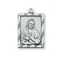 Sterling Silver Sacred Heart Medal 18 inch Necklace Chain