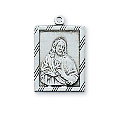 Sterling Silver Sacred Heart Medal 18 inch Necklace Chain - 735365610938 - L811