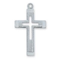 Sterling Silver Cut Out Cross 18 inch Necklace Chain & Gift Box