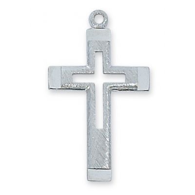 Sterling Silver Cut Out Cross 18 inch Necklace Chain & Gift Box - 735365272280 - L9008