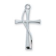 Sterling Silver Cross With Wire 18 inch Chain & Gift Box