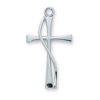 Sterling Silver Cross With Wire 18 inch Chain & Gift Box