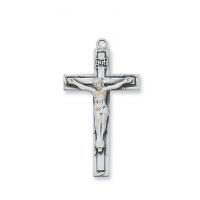 Pewt Crucifix /18" Rhodium Plated Chain