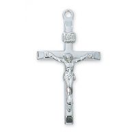 Sterling Silver 1-1/4in. Crucifix 20 Inch Necklace Chain/Gift Box