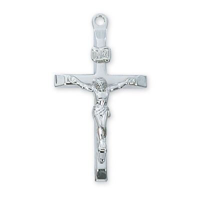 Sterling Silver 1-1/4in. Crucifix 20 Inch Necklace Chain/Gift Box - 735365523108 - L9081