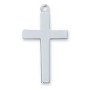 Sterling Silver 1-1/8in. Block Cross 20 inch Necklace Chain