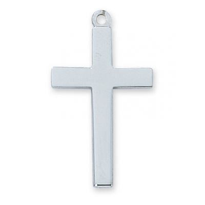 Sterling Silver 1-1/8in. Block Cross 20 inch Necklace Chain - 735365595426 - L9106