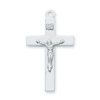 Sterling Silver 1-1/8in. Crucifix 20 inch Necklace Chain