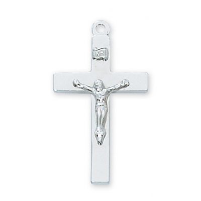 Sterling Silver 1-1/8in. Crucifix 20 inch Necklace Chain - 735365595693 - L9116