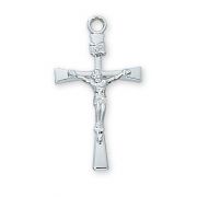 Sterling Silver 1 Inch Crucifix 18 Inch Necklace Chain/Deluxe Box