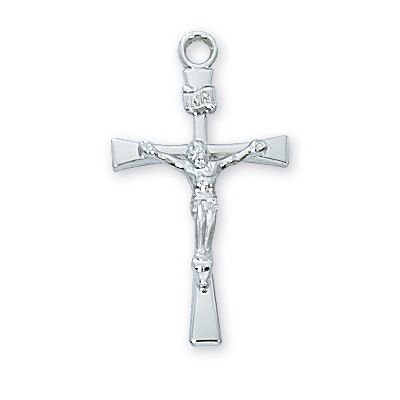 Sterling Silver 1 Inch Crucifix 18 Inch Necklace Chain/Deluxe Box - 735365595730 - L9119