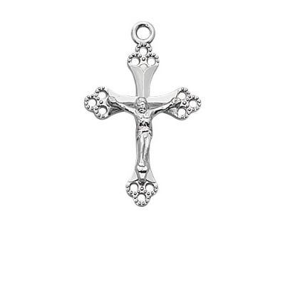 Sterling Silver 13/16 inch Crucifix 18 inch Necklace Chain - 735365277797 - L9155