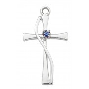 18" Ch Ss Cross W Blue Stone