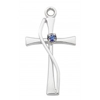 18" Ch Ss Cross W Blue Stone