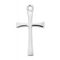 Sterling Silver Cross/18in.Rhodium Plated Chain