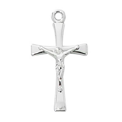 Sterling Silver Crucifix/18in. Rhodium Plated Chain/Gift Box - 735365518173 - L9190