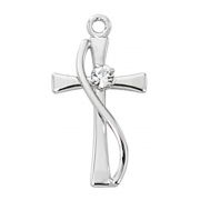 Sterling Silver Cross/18" Rhodium Plated Chain