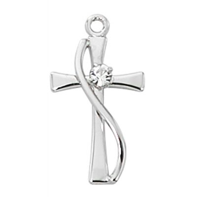 Sterling Silver Cross/18" Rhodium Plated Chain - 735365518142 - L9191