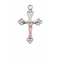 18" Ss 2tone Rose Gold Cross