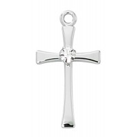 Sterling Silver Cross With Crystal 18" Chain & Box