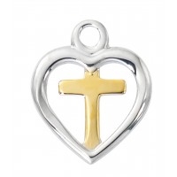 Ss Heart W/gld Cross 13" Ch