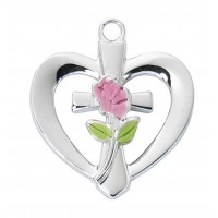 18" Ch Ss Heart With Rose
