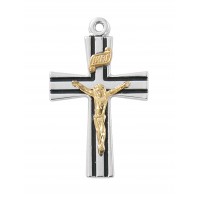 18" Ch Ss Two-tone Crucifix