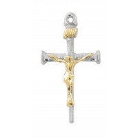 18" Ch Ss Two-tone Nail Crucifix