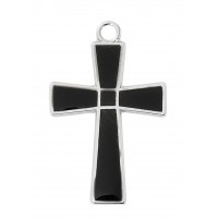 20" Ch Ss Black Enamel Cross