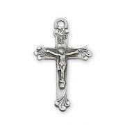 Sterling Silver 7/8 inch Crucifix 20 inch Necklace Chain