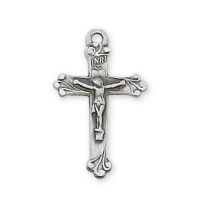Sterling Silver 7/8 inch Crucifix 20 inch Necklace Chain