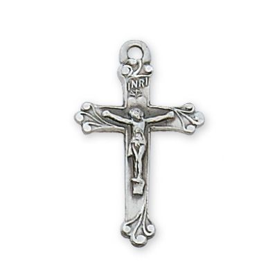Sterling Silver 7/8 inch Crucifix 20 inch Necklace Chain - 735365124732 - LBCKO