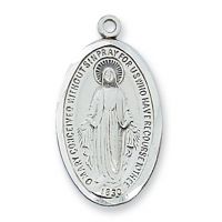 Sterling Silver Miraculous Medal 18 inch Necklace Chain
