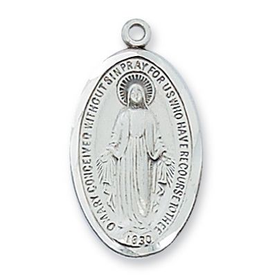 Sterling Silver Miraculous Medal 18 inch Necklace Chain - 735365124824 - LMG1S