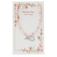 16"stretch Pink Pearl Heart,cr