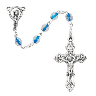 20in. 6mm Blue Crystal Rosary 735365679812 - P160R