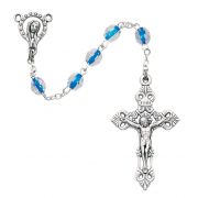 6mm Blue Crystal Rosary -