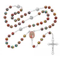 Red Venetian Glass Guadalupe Rosary & Gift Box