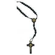Small Black Wood Saint Benedict Rosary -