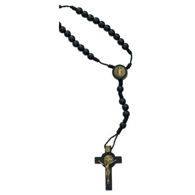 Small Black Wood Saint Benedict Rosary - 735365522231 - P186C