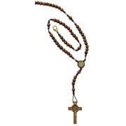 Small Brown Wood Saint Benedict Rosary -