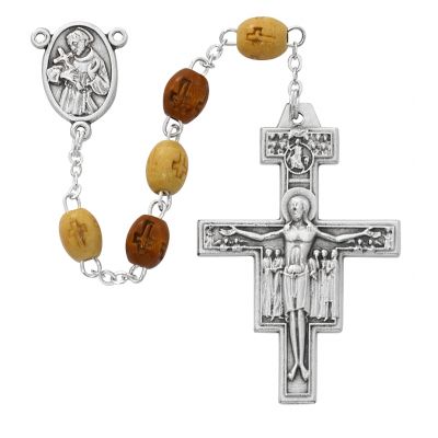 Olive Wood Tau Rosary & Gift Box 735365118588 - P192R