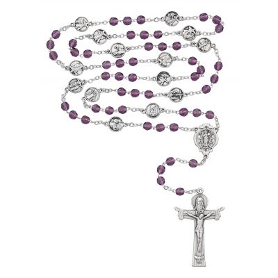6mm Purple Stations Of The Cross Medals Rosary - 735365512126 - P261R